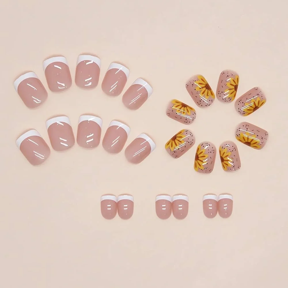 French Manicure Press On Nails